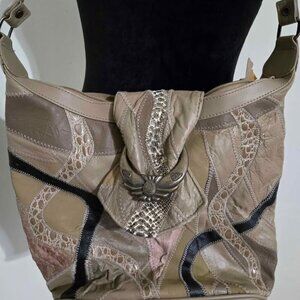 1980s ✨️Vintage✨️ Tan Patchwork Snakeskin Handbag
